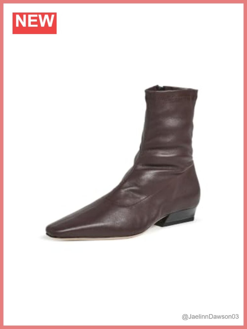 Wally Sock Flat Ankle Boots Leather Square Toe Ankle Zip